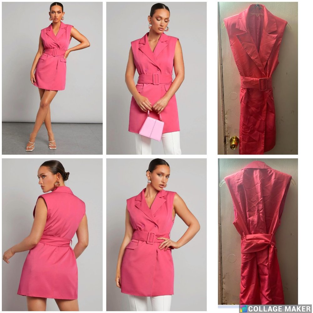 Dress Lapel Neck Belted Blazer Vest